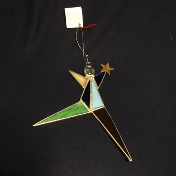 Still Rock Stained Glass Star Person Ornament Suncatcher Handmade 5x6" - Picture 9 of 9